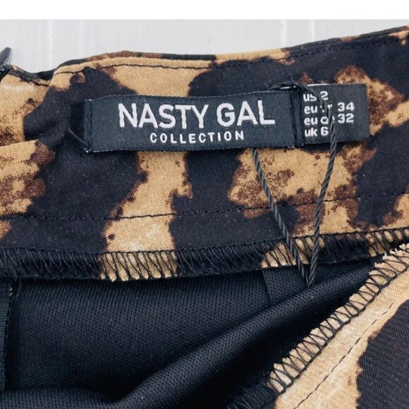 Leopard Print Flared Mini Skirt Womens US 2 UK 6 Nasty Gal Collection - Picture 2 of 5